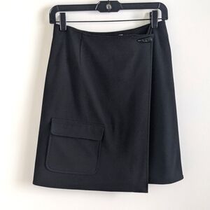 VINTAGE Talbots True Wrap Skirt with toggle and pocket 4 Black Ponte Mod